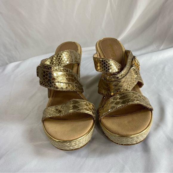 Sperry Top Sider Maris Jute Gold Python Slip-On Wedge Sandal - Picture 2 of 11